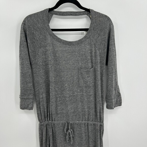 NWT CHASER Gray Drape Back Shirttail Triblend Jersey Open Back Dress Size Medium - Picture 5 of 6
